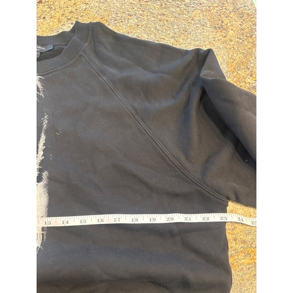 AllSaints Turin Cygnet Sweatshirt Black Organic Cotton Tiger Graphic Womens M - Picture 5 of 8